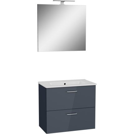 VitrA Mia 67095  Banyo Dolabı Seti Çekmeceli, 70 cm, Parlak Antrasit