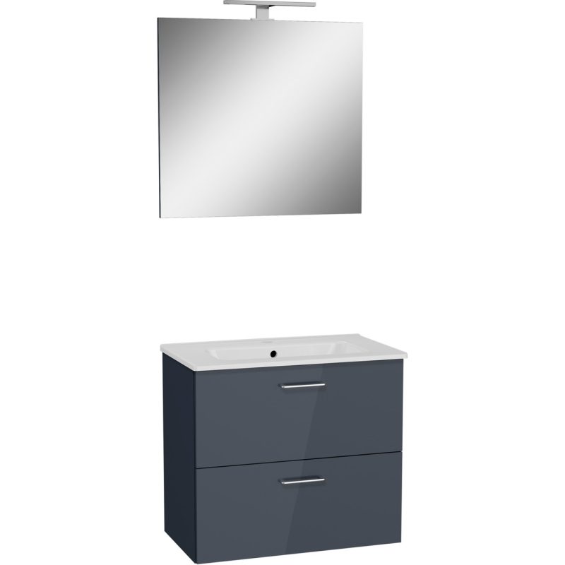 VitrA Mia 67095  Banyo Dolabı Seti Çekmeceli, 70 cm, Parlak Antrasit