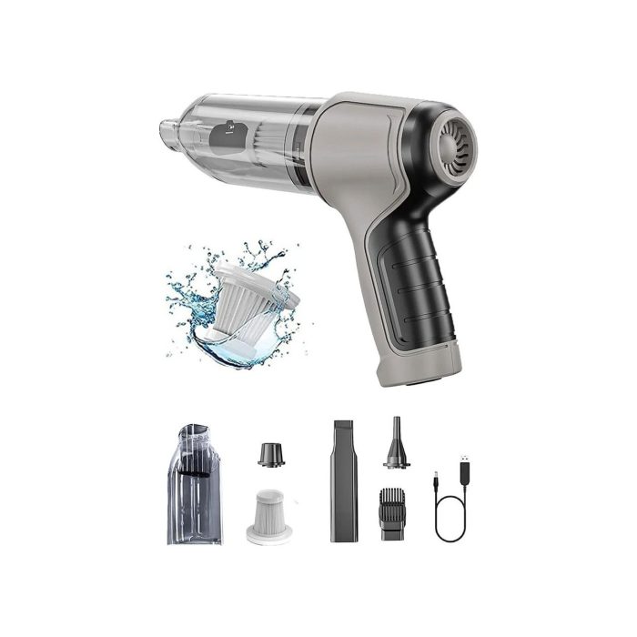 Wüber Germany Pro Mini 9000PA Güçlü Emiş Üfleme Özellikli Ev Araç Kablosuz Şarjlı El Süpürgesi 120W 7in1