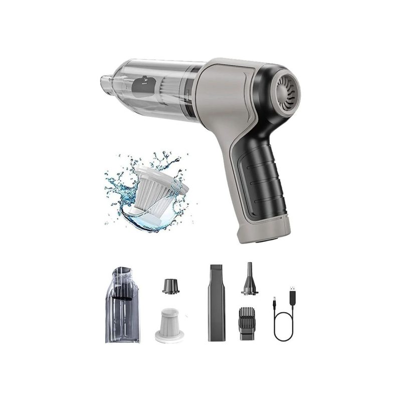 Wüber Germany Pro Mini 9000PA Güçlü Emiş Üfleme Özellikli Ev Araç Kablosuz Şarjlı El Süpürgesi 120W 7in1