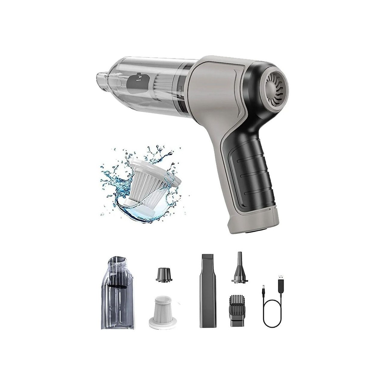 Wüber Germany Pro Mini 9000PA Güçlü Emiş Üfleme Özellikli Ev Araç Kablosuz Şarjlı El Süpürgesi 120W 7in1