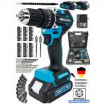 Graizer Alman 799 Vf 30 Ah Darbeli Çelik Mandren Kömürsüz Motor Samsung Çift Akülü Şarjlı Vidalama Matkap 82 Pcs