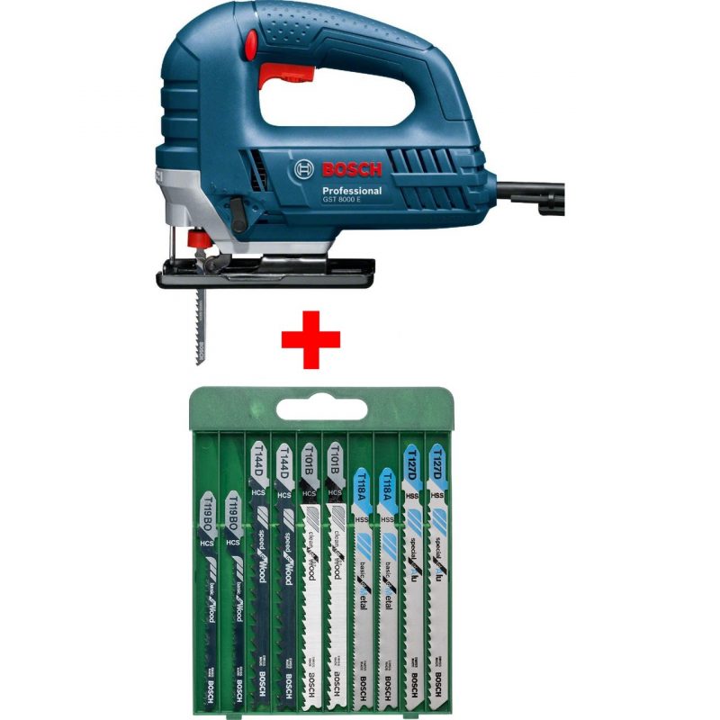 Bosch Professional Gst 8000 E Dekupaj Testere Dekopaj + 10 Parça Metal Ahşap Karışık Testere Bıçağı