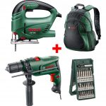Bosch Darbeli Matkap EASYIMPACT600 + Bosch Dekupaj Testere Makinası + 25 Parça Vidalama Ucu Seti