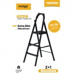 Konk Tools Extra Süper Slim Siyah Merdiven 2+1 Metal Basamaklı Vera2